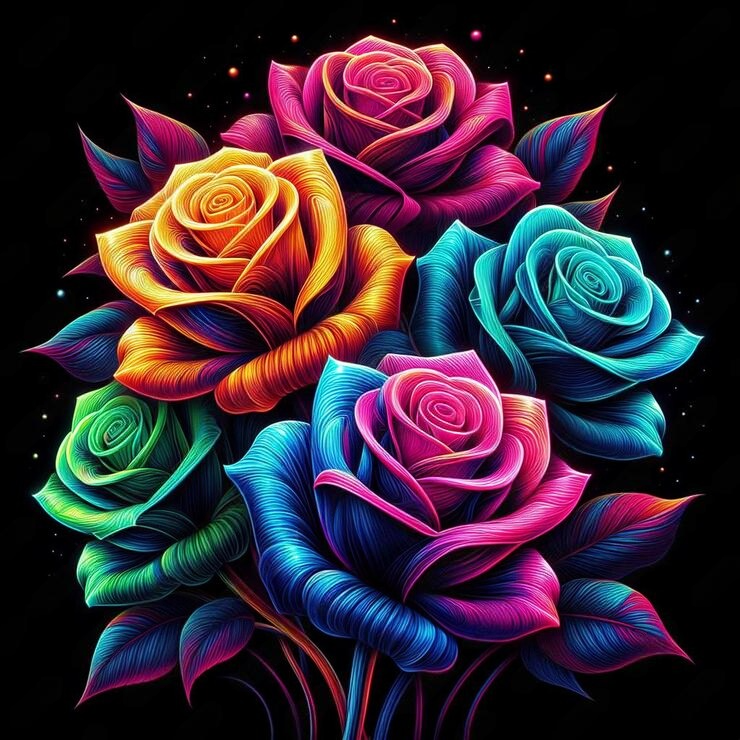 Neon Colored Roses Flowers