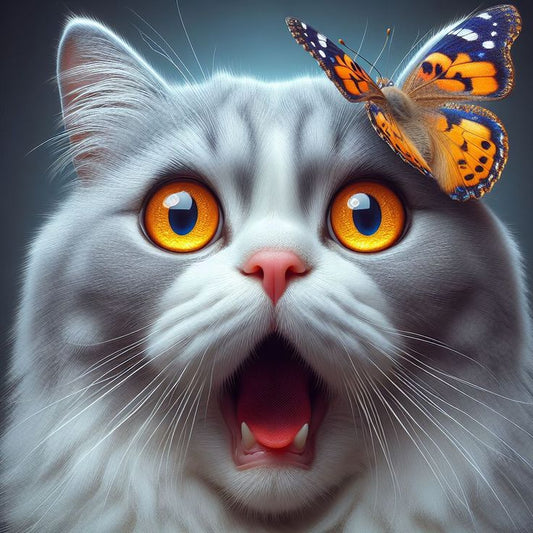 Orange-Eyed Cat's Surprised Expression