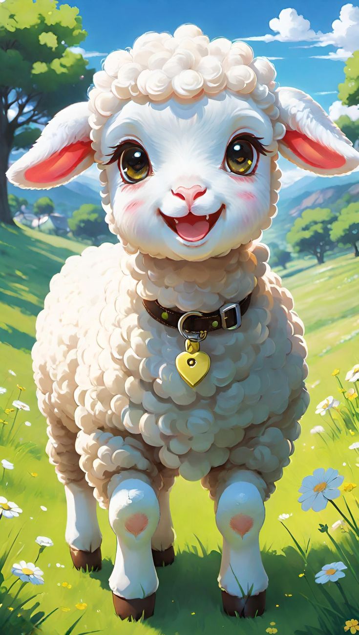 Portrait of the Adorable Baby Lamb 