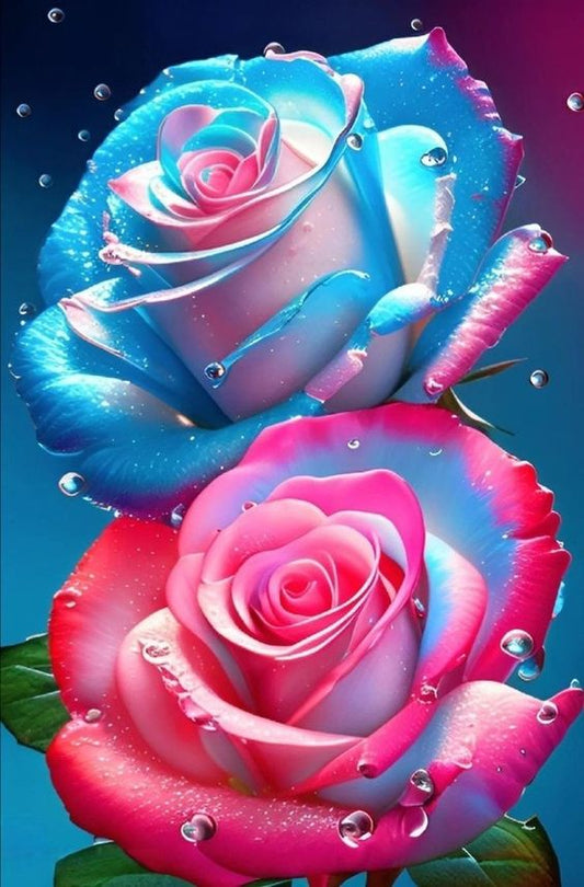 Radiant Blue and Pink Roses