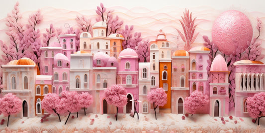Pink houses Diamond paintings