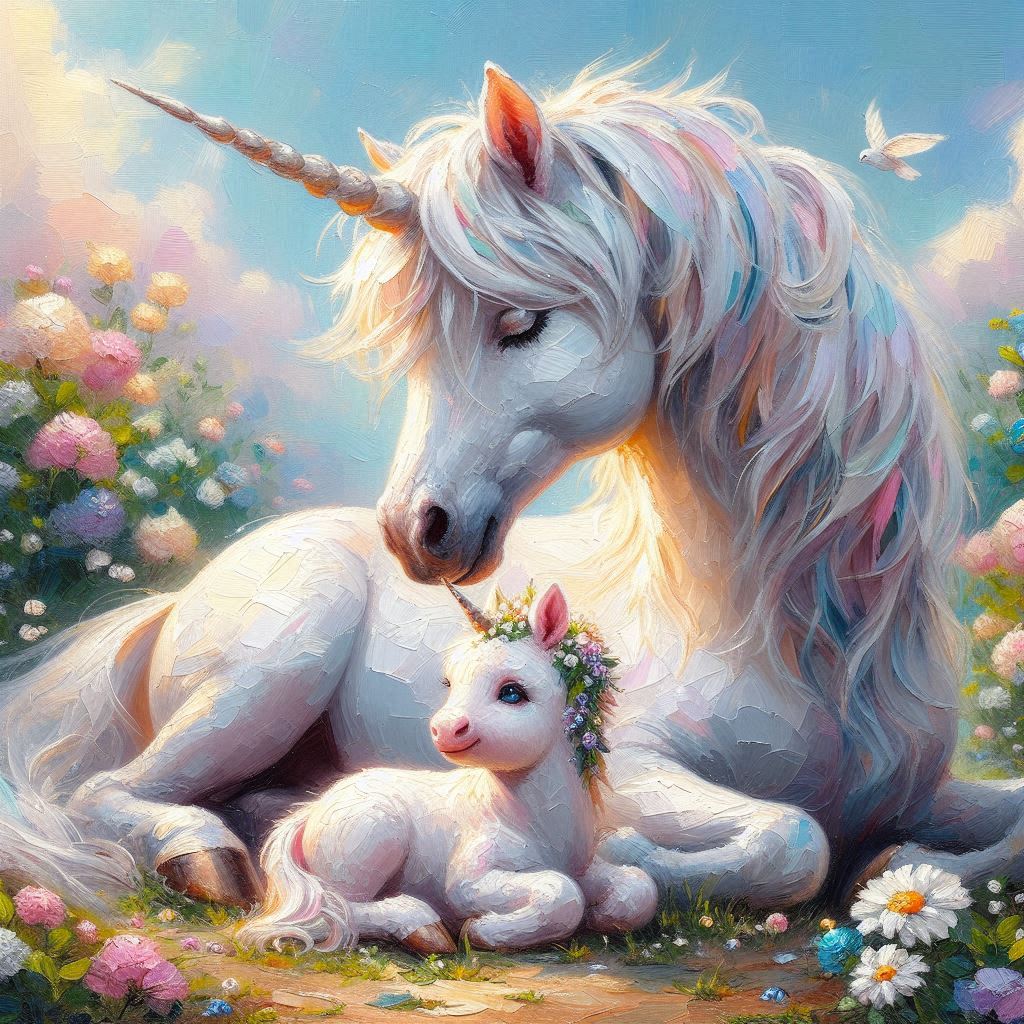 Unicorn With Her Baby