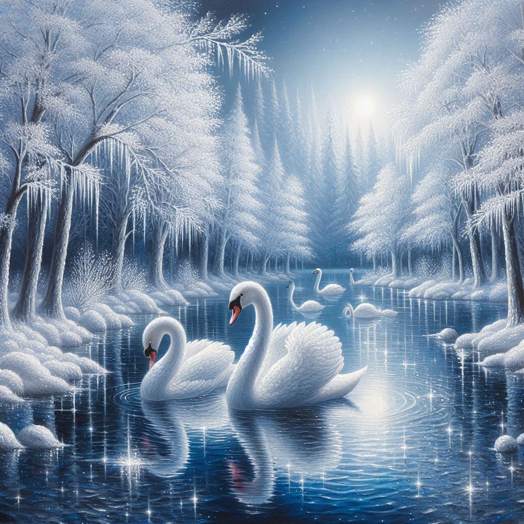 White Beautifull Swan Lake