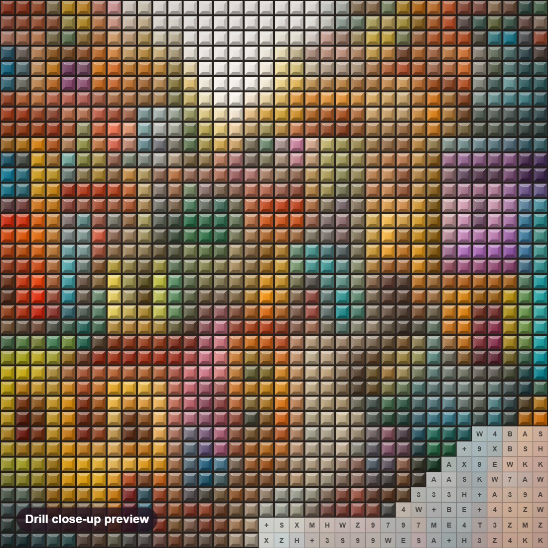 Close-up preview of the A Colorful Destination diamond painting with square 5D drills and printed canvas symbols