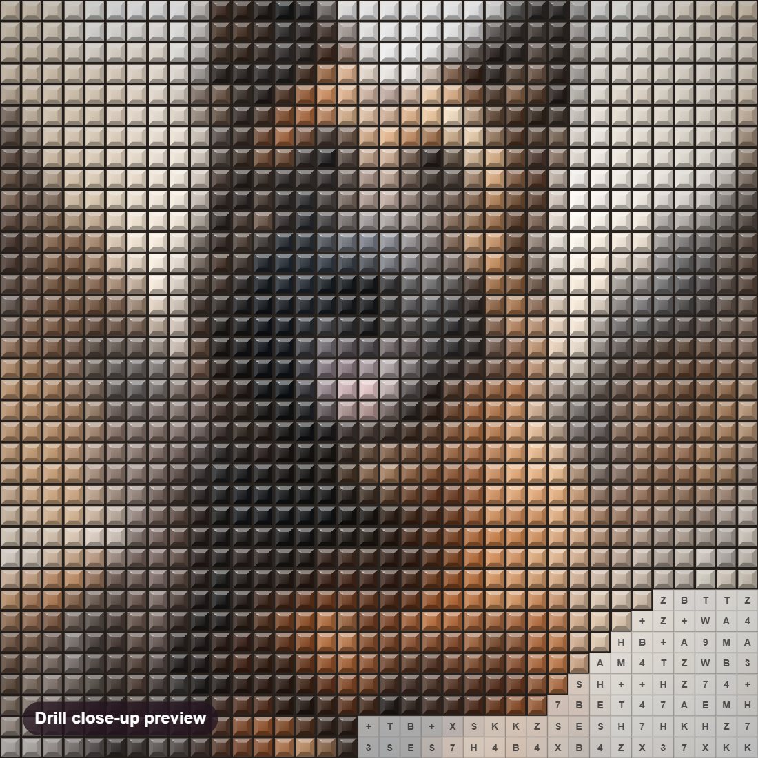 Close-up preview of the A Dog With Wings diamond painting with square 5D drills and printed canvas symbols