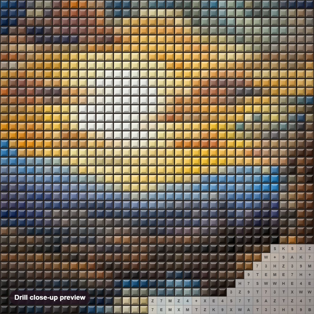 Close-up preview of the A Far Away Castle to Visit diamond painting with square 5D drills and printed canvas symbols