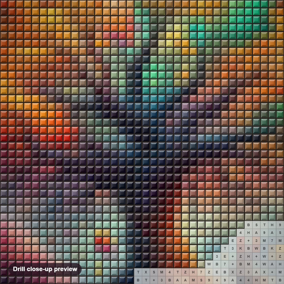 Close-up preview of the A Majestic Tree Beneath a Rainbow Horizon diamond painting with square 5D drills and printed canvas symbols