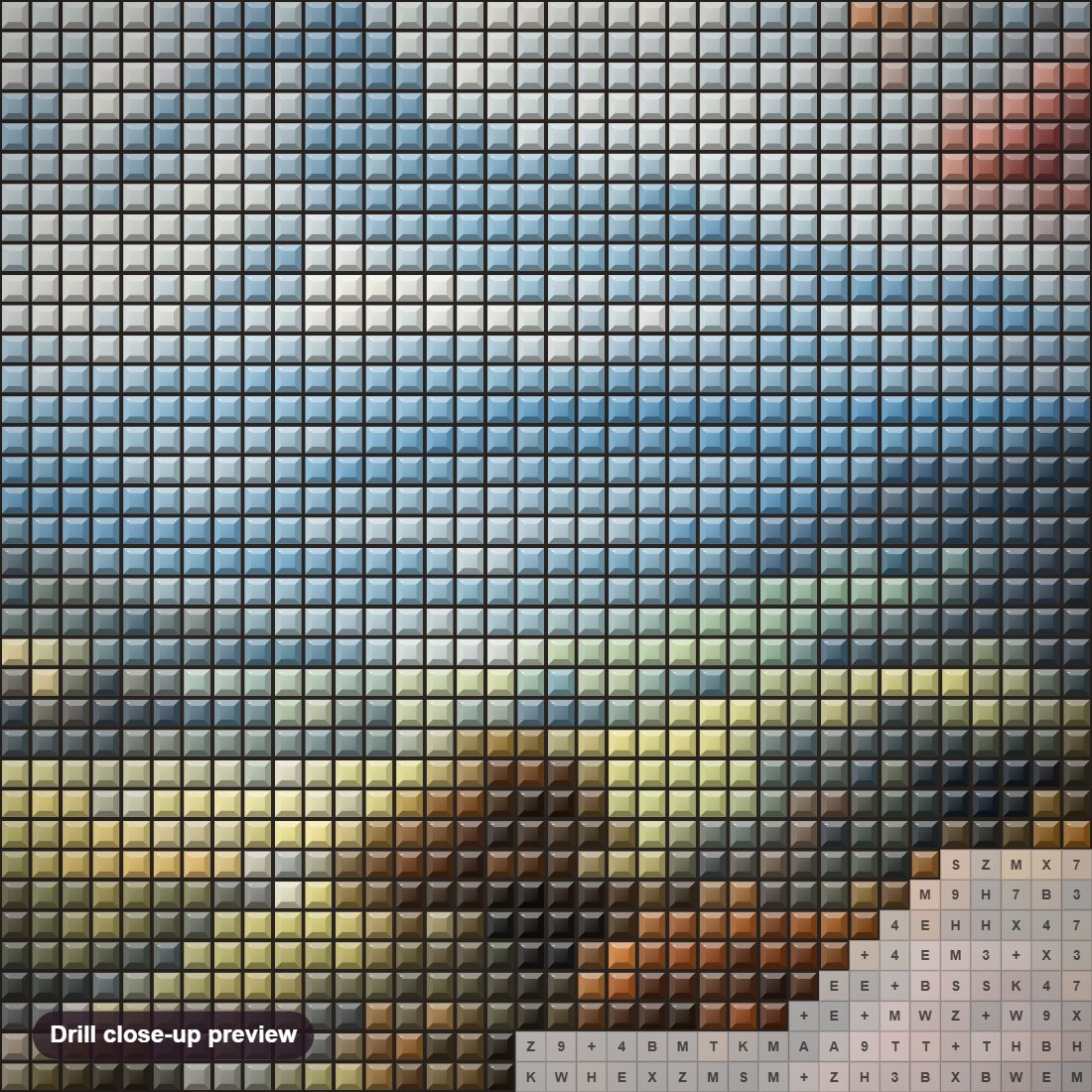 Close-up preview of the A Peaceful Day in the Wilderness diamond painting with square 5D drills and printed canvas symbols