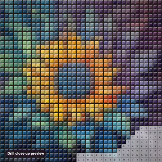 Close-up preview of the A Vibrant Fractal Canvas for Creativity diamond painting with square 5D drills and printed canvas symbols