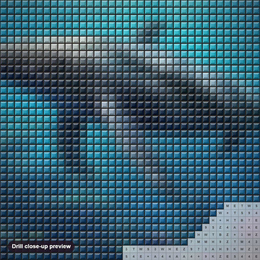 Close-up preview of the A Whale in the Deep Sea diamond painting with square 5D drills and printed canvas symbols
