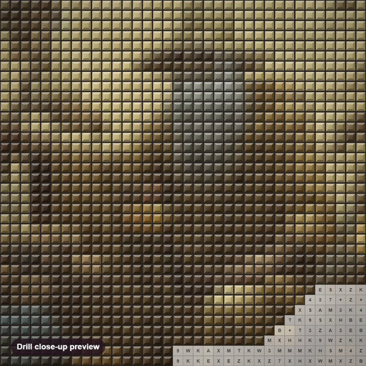 Close-up preview of the A Wise Figure diamond painting with square 5D drills and printed canvas symbols