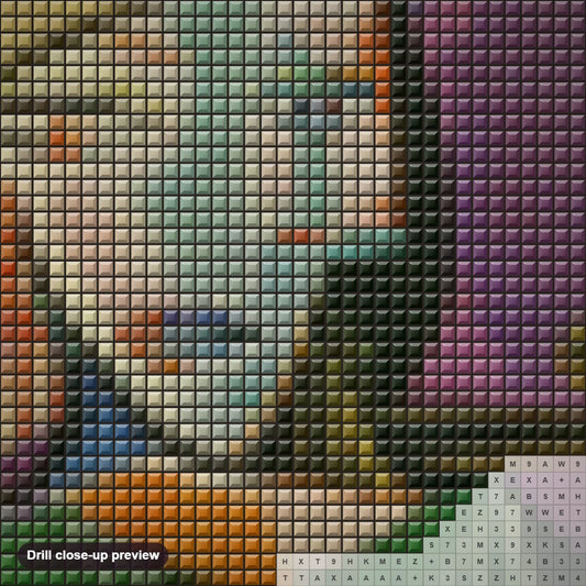 Close-up preview of the Abstract Art diamond painting with square 5D drills and printed canvas symbols