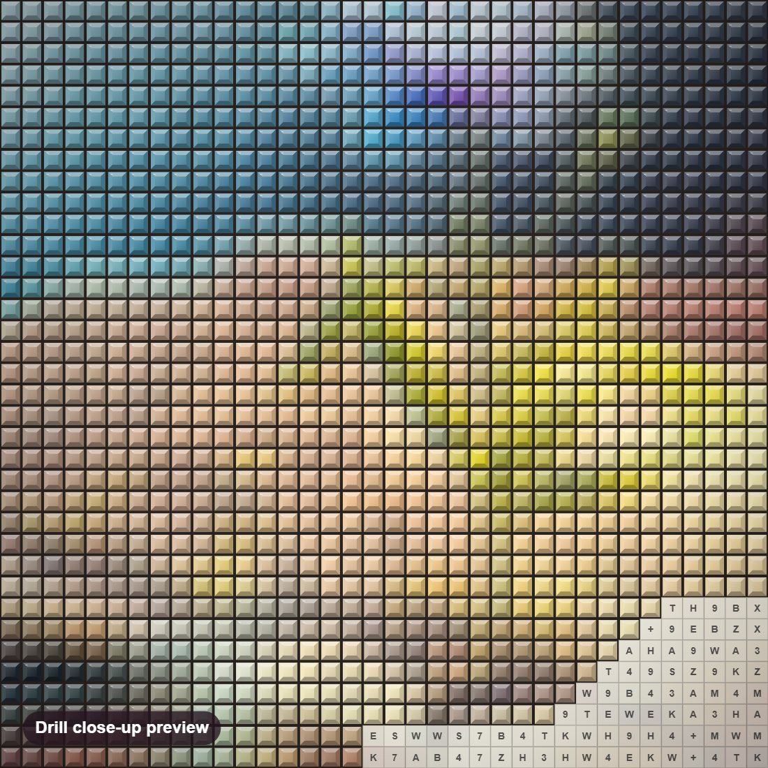 Close-up preview of the Abstract Book diamond painting with square 5D drills and printed canvas symbols
