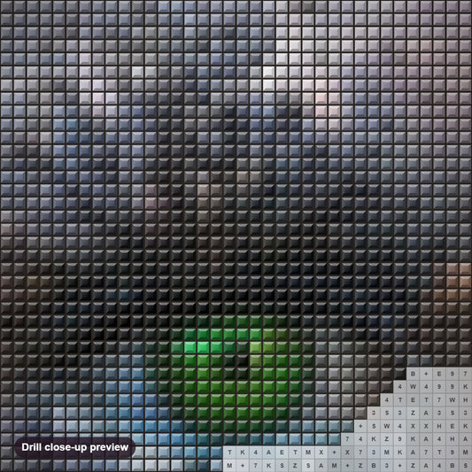 Close-up preview of the Abstract Eye diamond painting with square 5D drills and printed canvas symbols