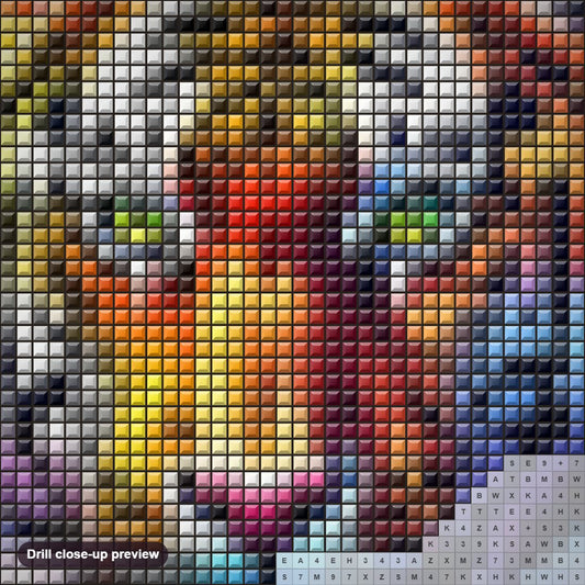 Close-up preview of the Admirable Tiger diamond painting with square 5D drills and printed canvas symbols