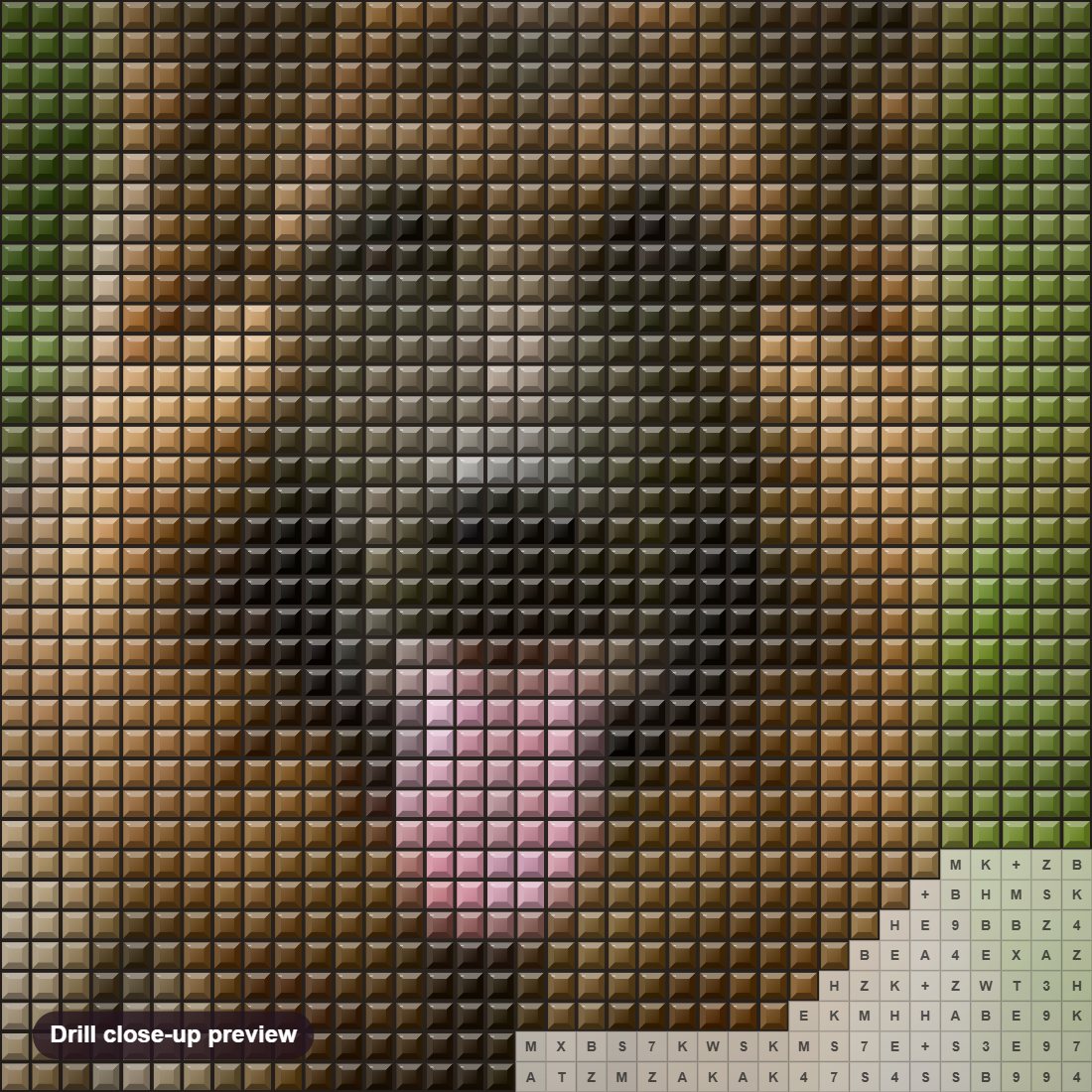Close-up preview of the Adorable German Shepherd diamond painting with square 5D drills and printed canvas symbols