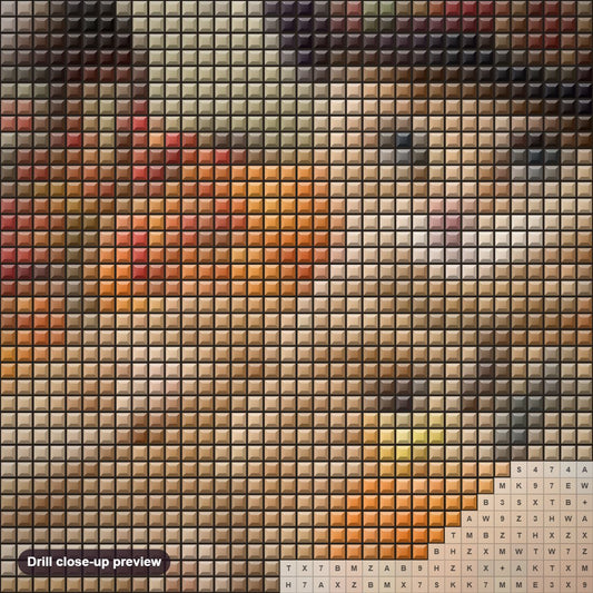 Close-up preview of the Adorable Halloween Cat diamond painting with square 5D drills and printed canvas symbols