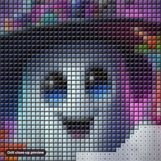 Close-up preview of the Adorable Halloween Ghost diamond painting with square 5D drills and printed canvas symbols