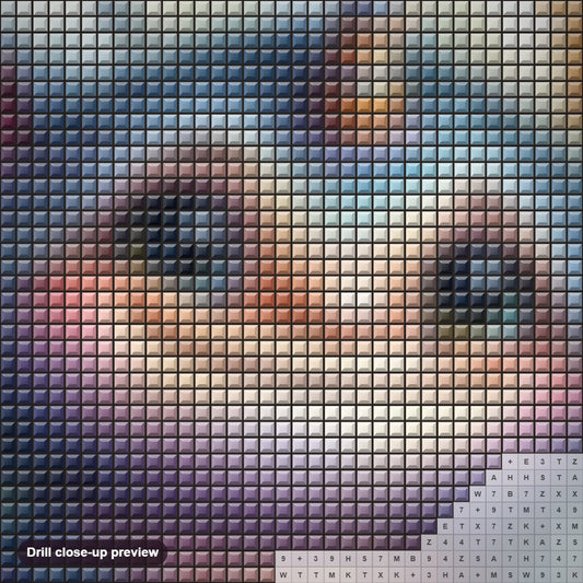 Close-up preview of the Adorable Imaginary Critter diamond painting with square 5D drills and printed canvas symbols