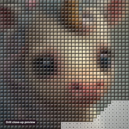 Close-up preview of the Adorable Unicorn diamond painting with square 5D drills and printed canvas symbols