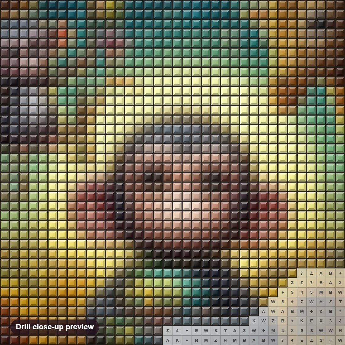 Close-up preview of the Adventures in the Wild diamond painting with square 5D drills and printed canvas symbols