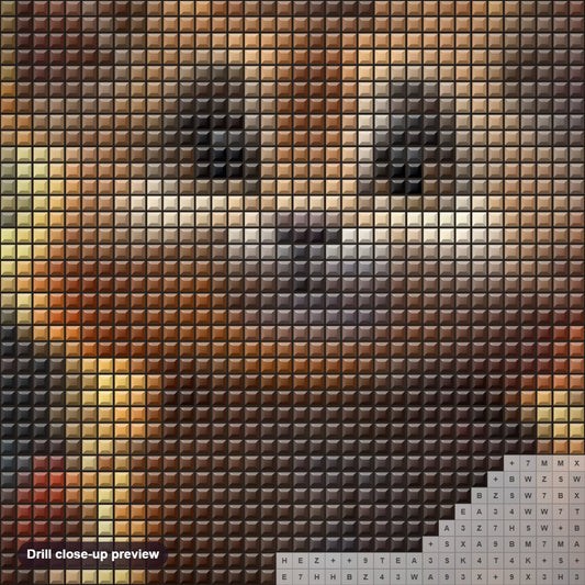Close-up preview of the Adventures of a Lion Cub diamond painting with square 5D drills and printed canvas symbols