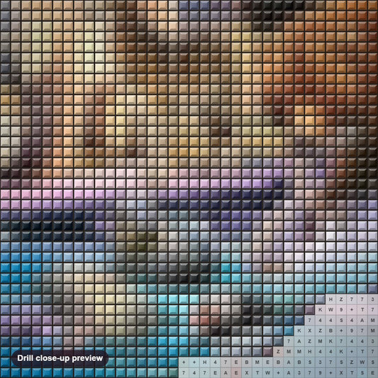 Close-up preview of the Alaska Animals diamond painting with square 5D drills and printed canvas symbols