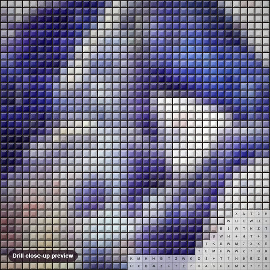 Close-up preview of the Alluring Horse diamond painting with square 5D drills and printed canvas symbols