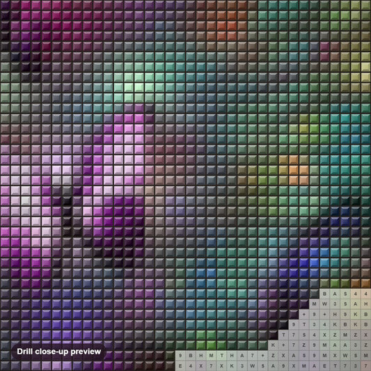 Close-up preview of the Amazing Butterflies diamond painting with square 5D drills and printed canvas symbols
