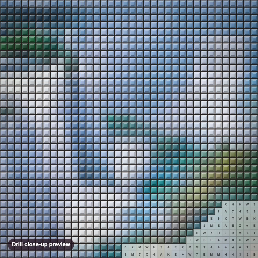 Close-up preview of the Amazing Rainbow & Waterfall diamond painting with square 5D drills and printed canvas symbols