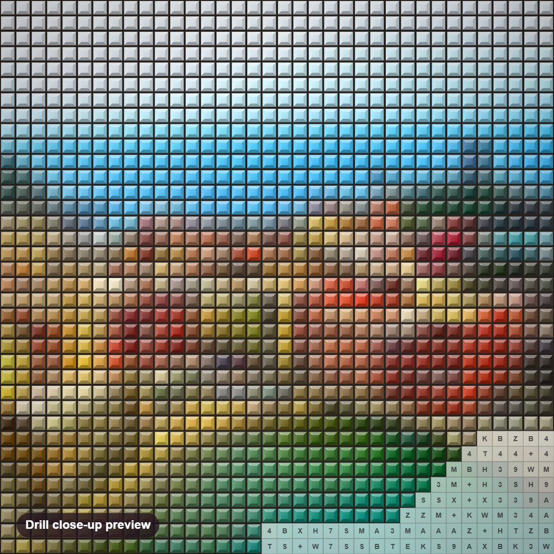 Close-up preview of the Amazing Tourist Place in Europe diamond painting with square 5D drills and printed canvas symbols