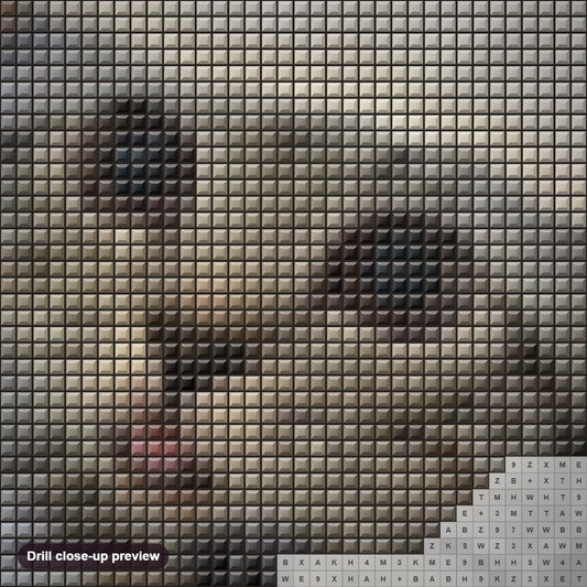 Close-up preview of the American Short hair Cat diamond painting with square 5D drills and printed canvas symbols