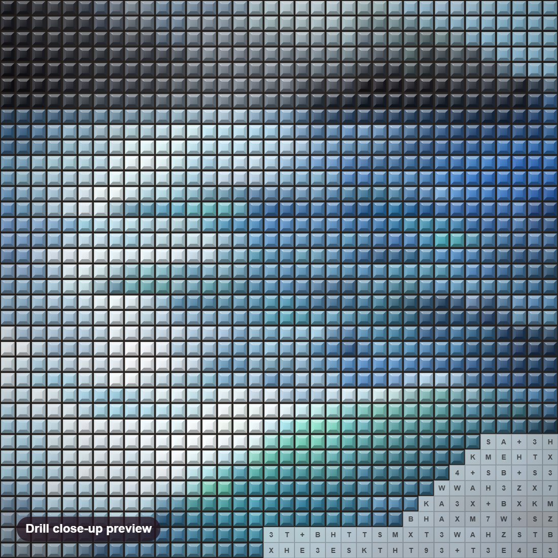 Close-up preview of the Anchor Bay diamond painting with square 5D drills and printed canvas symbols