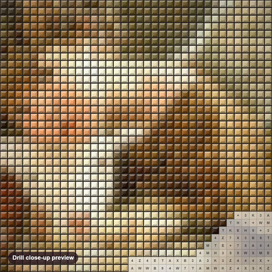 Close-up preview of the Angel Baby with Lamb diamond painting with square 5D drills and printed canvas symbols