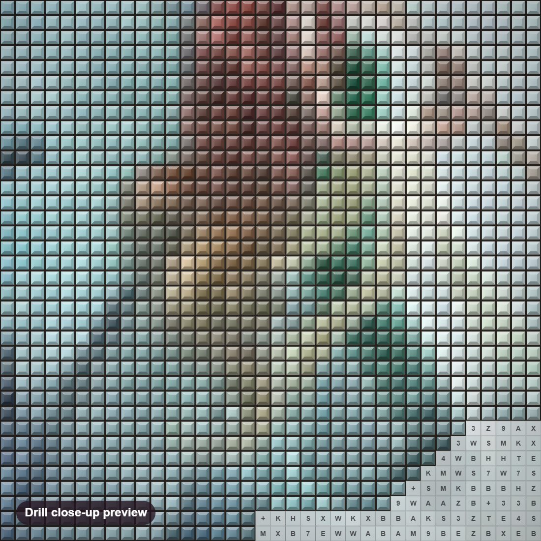Close-up preview of the Angel Girl Playing Flute diamond painting with square 5D drills and printed canvas symbols