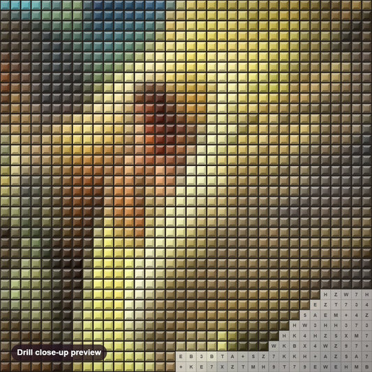 Close-up preview of the Angel & Horse diamond painting with square 5D drills and printed canvas symbols