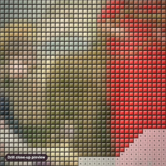 Close-up preview of the Angels Entertaining the Holy Child diamond painting with square 5D drills and printed canvas symbols
