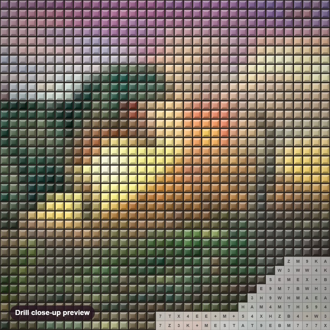 Close-up preview of the Angry Dinosaurs diamond painting with square 5D drills and printed canvas symbols