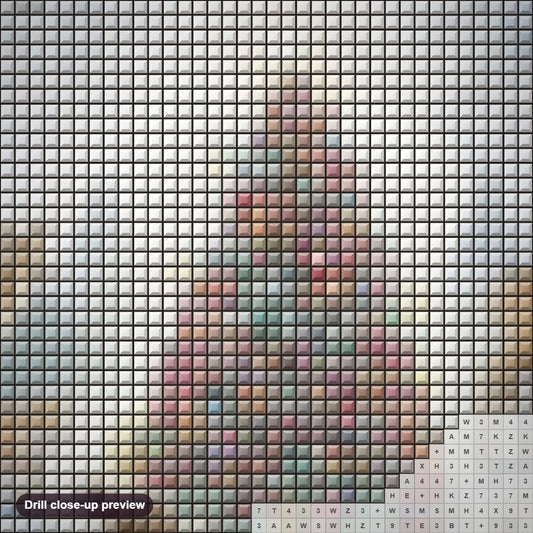 Close-up preview of the Animals & Christmas Tree diamond painting with square 5D drills and printed canvas symbols