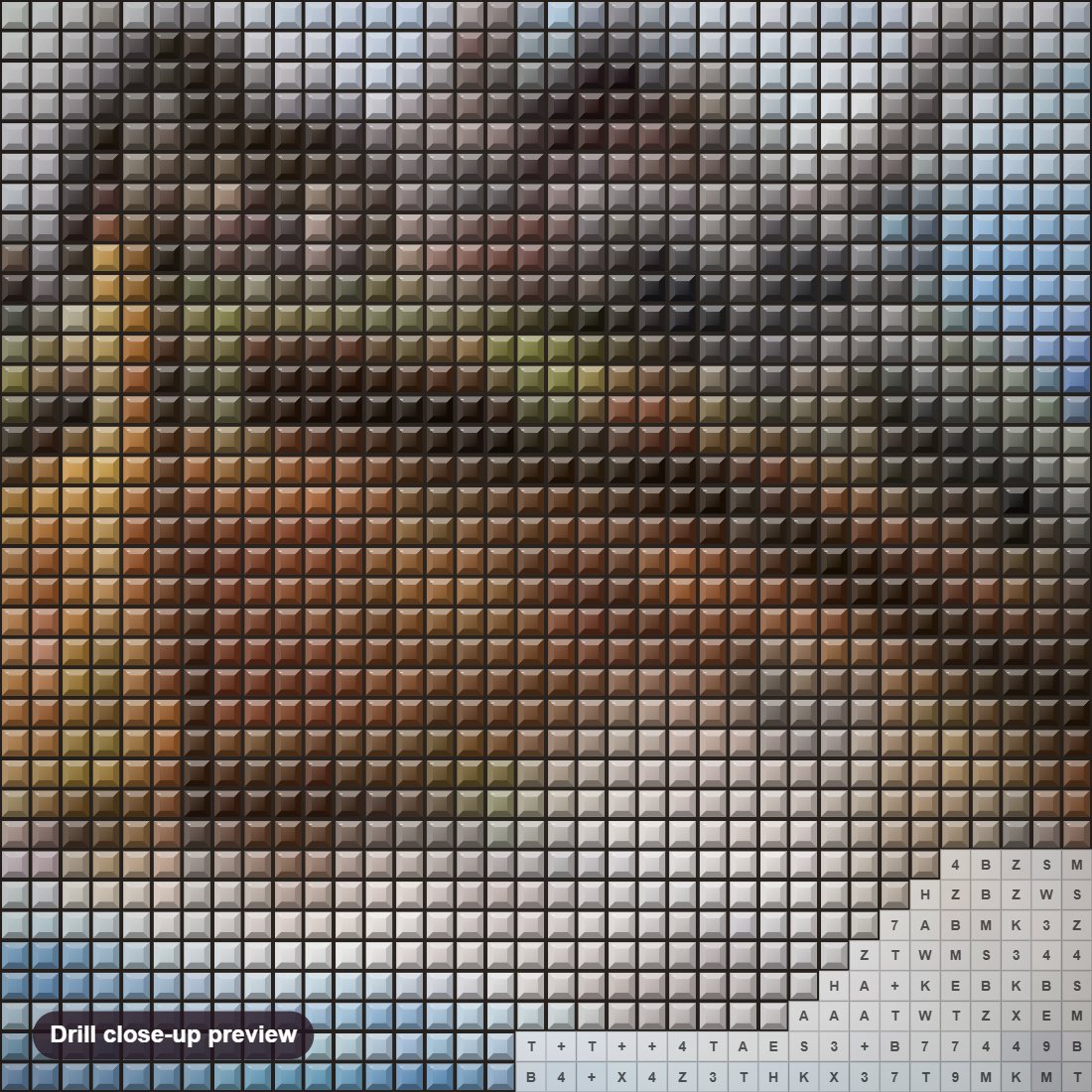 Close-up preview of the Animal's World diamond painting with square 5D drills and printed canvas symbols