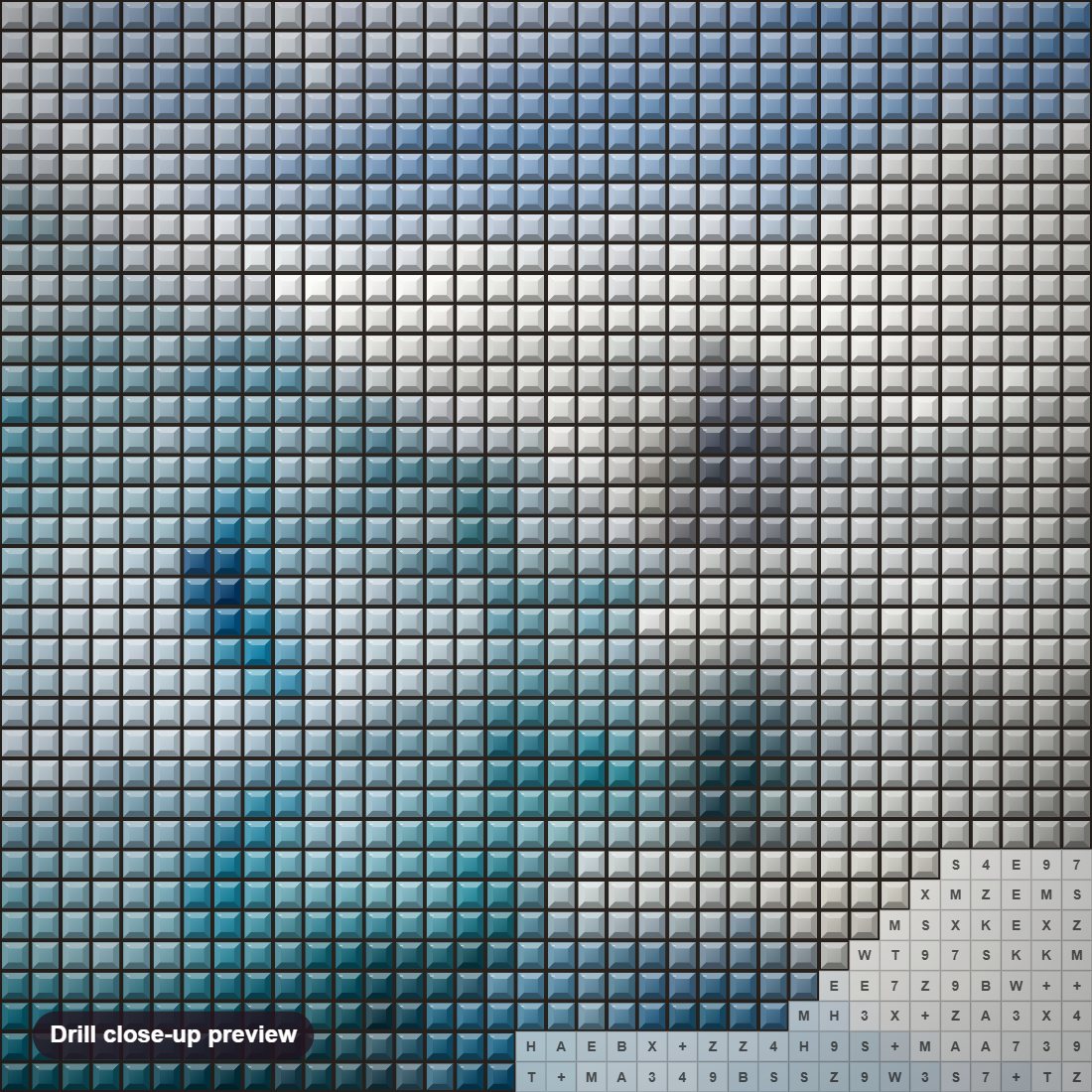Close-up preview of the Antarctic Iceberg diamond painting with square 5D drills and printed canvas symbols