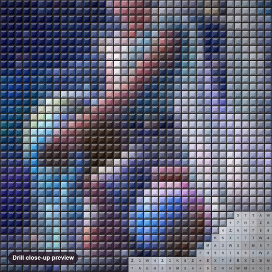 Close-up preview of the Aquarius Zodiac diamond painting with square 5D drills and printed canvas symbols