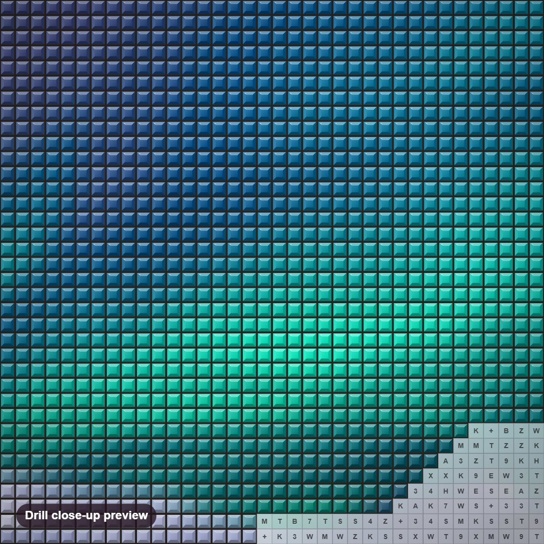 Close-up preview of the Arctic Aurora diamond painting with square 5D drills and printed canvas symbols