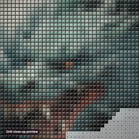 Close-up preview of the Are You Ready to Face Me diamond painting with square 5D drills and printed canvas symbols