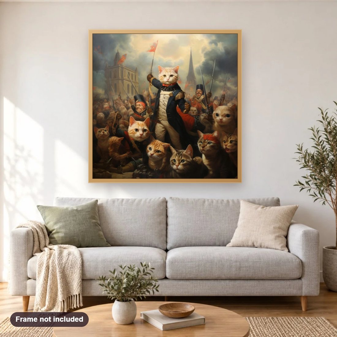 Are You Ready to Fight diamond painting shown framed on a living room wall above a sofa