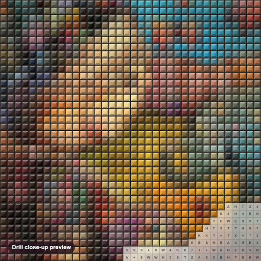 Close-up preview of the Art by Karin Taylor diamond painting with square 5D drills and printed canvas symbols