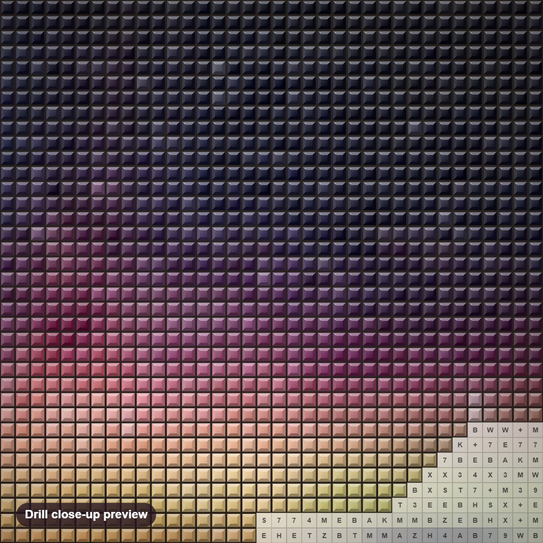 Close-up preview of the Aurora Borealis Night Sky diamond painting with square 5D drills and printed canvas symbols