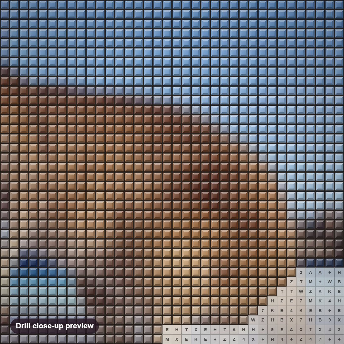 Close-up preview of the Australian Kangaroo on the Beach diamond painting with square 5D drills and printed canvas symbols