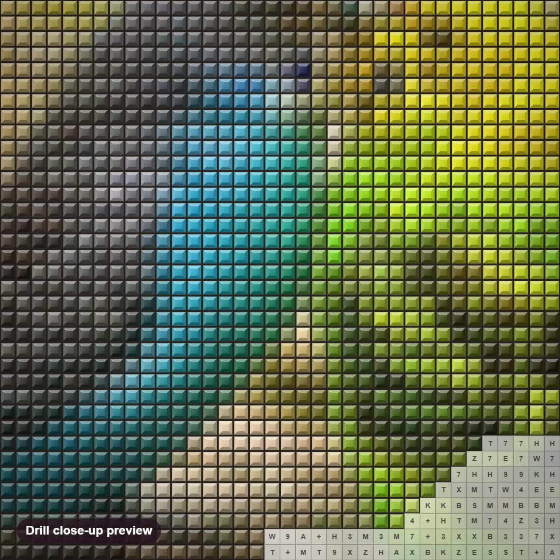Close-up preview of the Australian Parrots diamond painting with square 5D drills and printed canvas symbols