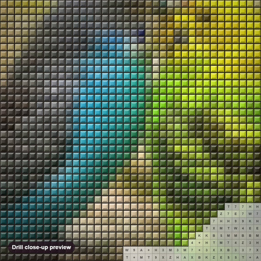 Close-up preview of the Australian Parrots diamond painting with square 5D drills and printed canvas symbols